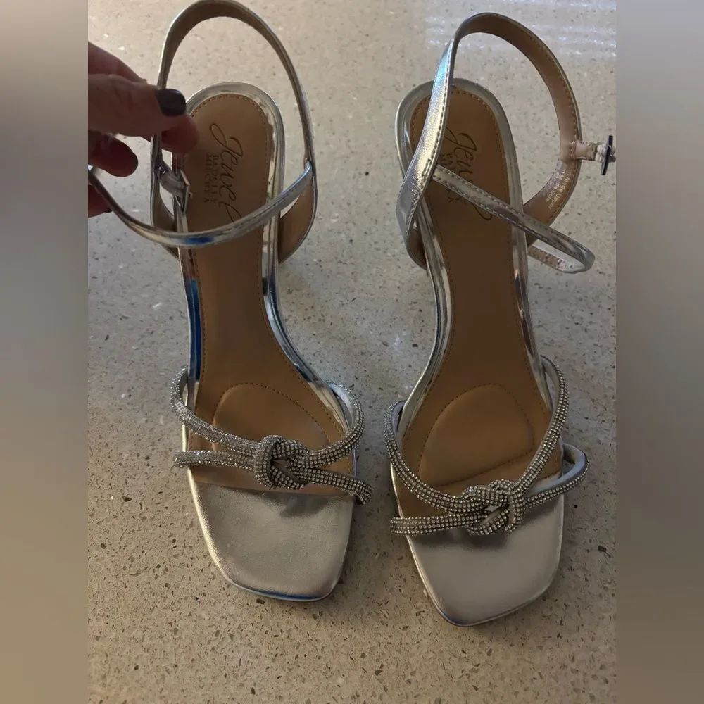 Silver Strappy Heeled Sandals